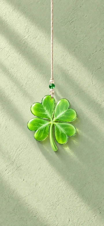 Lucky clover charm on a daylight wall
