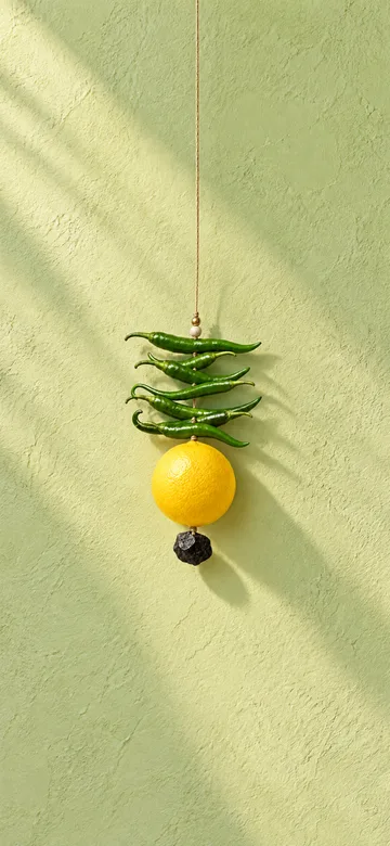 Nimbu Mirchi charm on a daylight wall